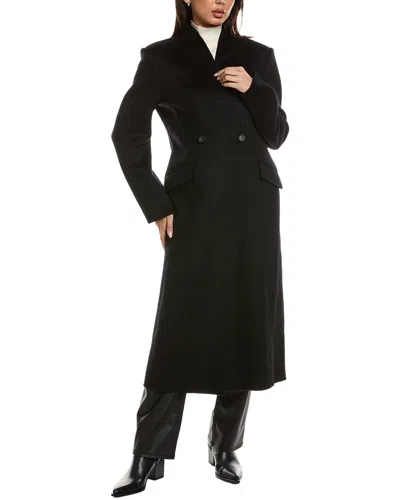 Lamarque Double Face Wool-blend Coat In Black