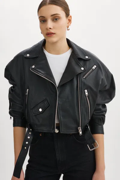 Lamarque Dylan 80's Leather Biker Jacket In Black