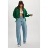 Lamarque Dylan 80's Leather Biker Jacket In Green