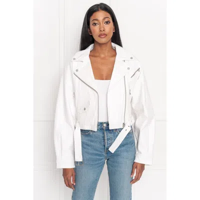 Lamarque Dylan 80's Leather Biker Jacket In White