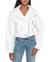 Lamarque Dylan Cropped Leather Biker Jacket In White