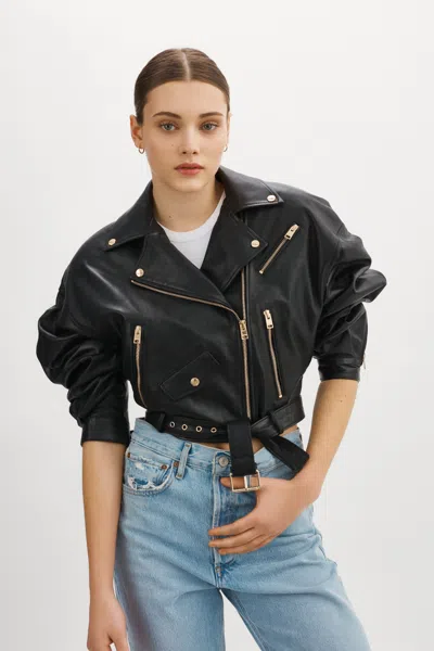 Lamarque Dylan Gold 80's Leather Biker Jacket