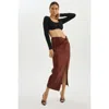 Lamarque Eileen Faux Leather Maxi Skirt In Brown