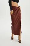 Lamarque Eileen Faux Leather Maxi Skirt In Syrah In Red
