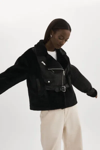 Lamarque Elody Faux Fur Jacket In Black