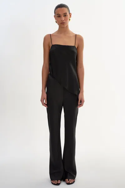 Lamarque Emile Bias Cut Pull-on Satin Pants In Black