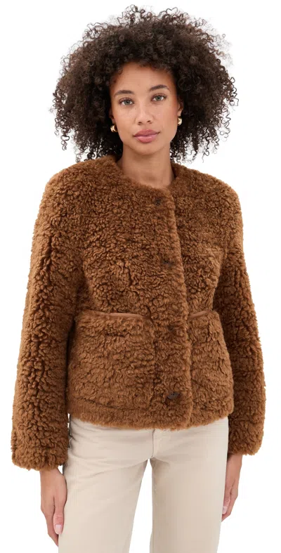 Lamarque Emilia Faux Fur Jacket Cognac In Brown