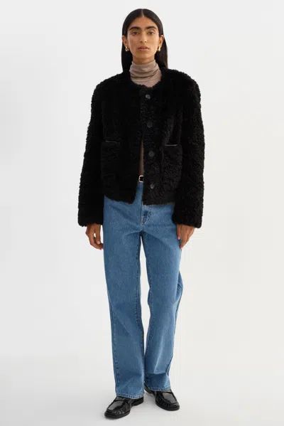 Lamarque Emilia Sherpa Jacket In Black