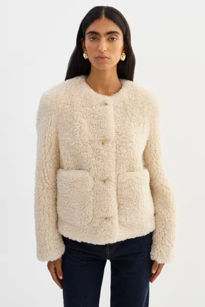Lamarque Emilia Sherpa Jacket In Neutral