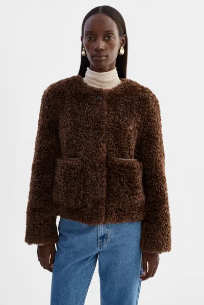 Lamarque Emilia Sherpa Jacket In Burgundy