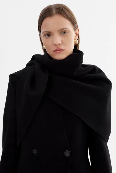 Lamarque Emma Double Face Wool Scarf In Black