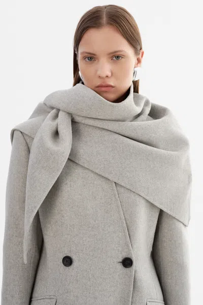 Lamarque Emma Double Face Wool Scarf In Light Grey
