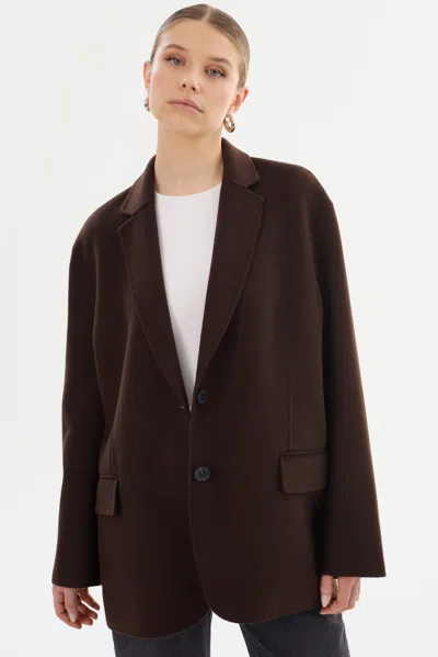 Lamarque Ennis Oversized Wool Blazer In Burgundy