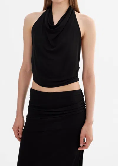 Lamarque Enza Knit Halter Top In Black