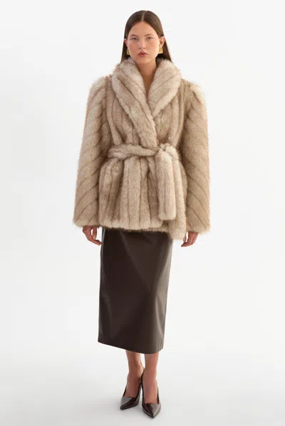 Lamarque Escarra Faux Fur Coat In Nude