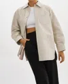 Lamarque Estelle Leather Oversized Shirt In Bone In Multi