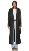Lamarque Evanna Leather Maxi Coat In Black