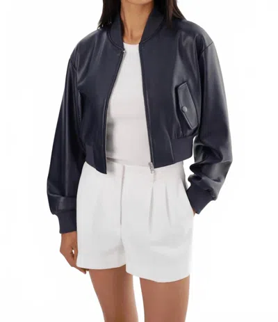 Lamarque Evelin Faux Cropped Bomber Jacket In Navy In Blue