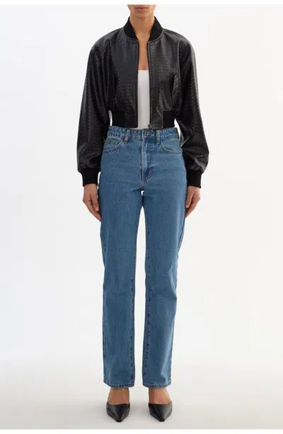 Lamarque Evelin W | Cropped Woven Bomber Jacket In Black