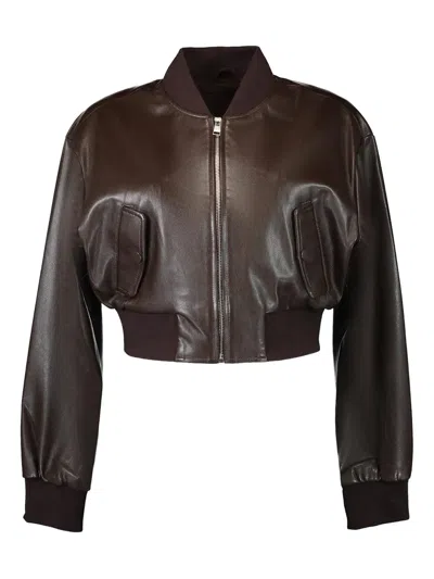 Lamarque Evelin Zip-front Bomber Jacket In Brown