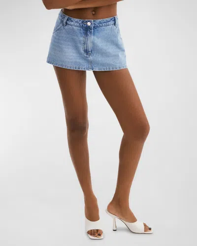 Lamarque Fantina Strappy-waist Denim Skort In Light Blue Wash