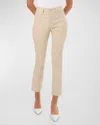 Lamarque Faris Cropped Stretch Leather Flare Pants In Bone