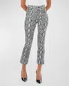Lamarque Faris Cropped Stretch Leather Flare Pants In Slate Snake Print