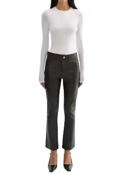 Lamarque Faris Stretch Leather Pants In Dark Olive In Black