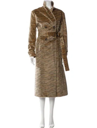 Pre-owned Lamarque Faux Fur Animal Print Trench Coat In Multi