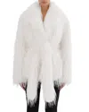 Lamarque Faux Fur Belted Coat In White