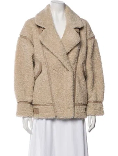 Pre-owned Lamarque Faux Fur Coat W/ Tags In Neutral