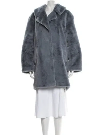 Pre-owned Lamarque Faux Fur Faux Fur Jacket W/ Tags In Blue