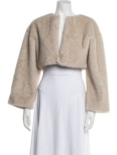 Pre-owned Lamarque Faux Fur Faux Fur Jacket W/ Tags In Neutrals