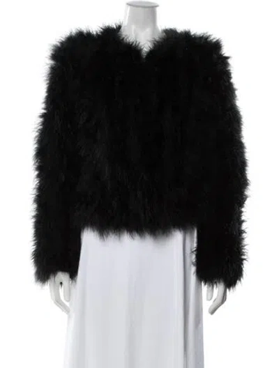 Pre-owned Lamarque Faux Fur Jacket In Black