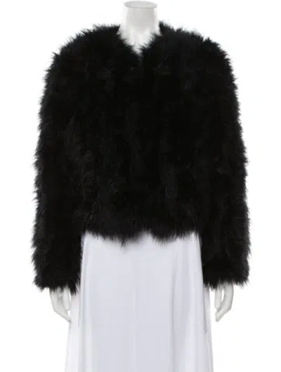 Pre-owned Lamarque Faux Fur Jacket In Black