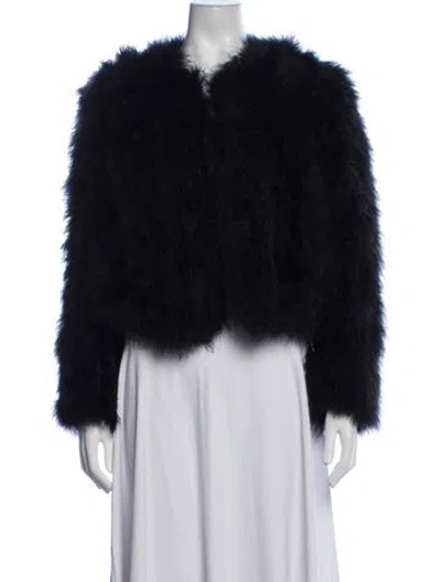 Pre-owned Lamarque Faux Fur Jacket In Black