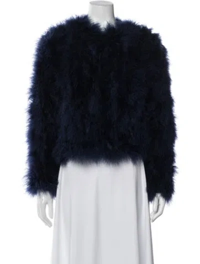 Pre-owned Lamarque Faux Fur Jacket In Blue