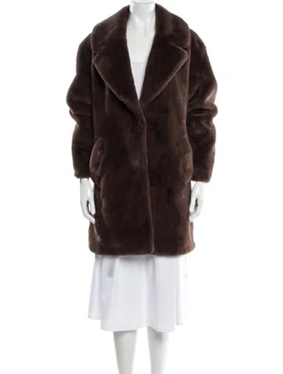Pre-owned Lamarque Faux Fur Jacket In Brown