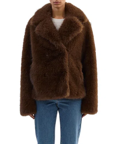 Lamarque Faux Fur Jacket In Brown