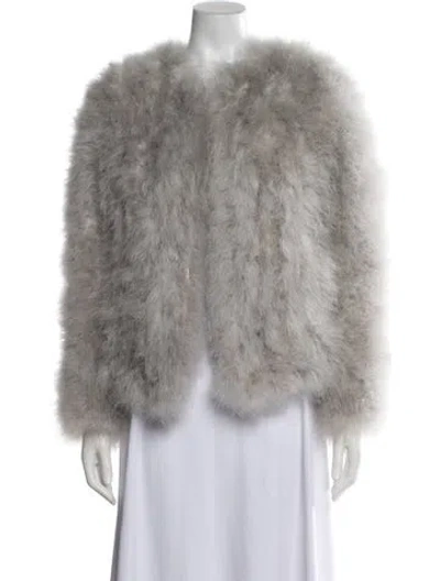 Pre-owned Lamarque Faux Fur Jacket In Grey