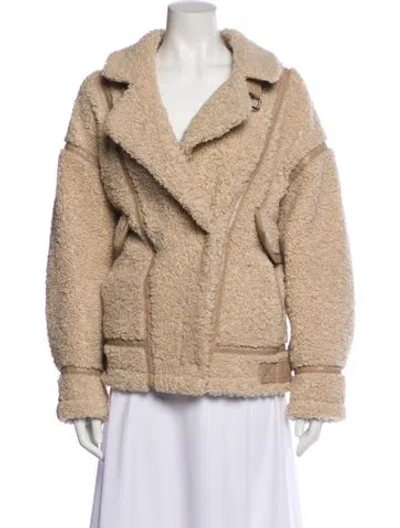 Pre-owned Lamarque Faux Fur Jacket In Neutral