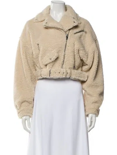 Pre-owned Lamarque Faux Fur Jacket In Neutral
