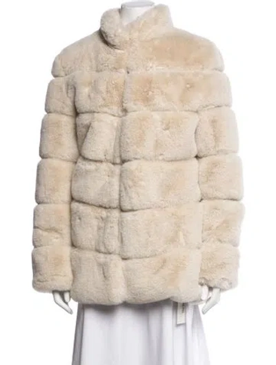 Pre-owned Lamarque Faux Fur Jacket In Neutrals