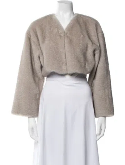 Pre-owned Lamarque Faux Fur Jacket In Neutrals