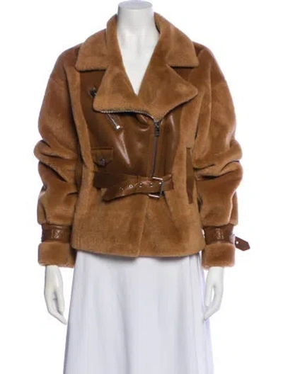 Pre-owned Lamarque Faux Fur Jacket W/ Tags In Brown