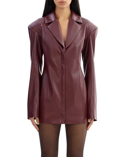 Lamarque Faux Leather Blazer Dress In Burgundy