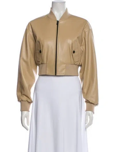 Pre-owned Lamarque Faux Leather Bomber Jacket In Neutral