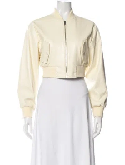 Pre-owned Lamarque Faux Leather Bomber Jacket In Neutral