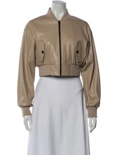 Pre-owned Lamarque Faux Leather Bomber Jacket In Neutrals