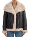 Lamarque Faux Leather Fleece Trim Jacket In Multi
